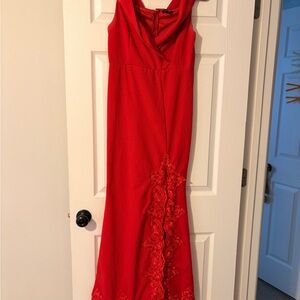Fashion Nova Red Pageant/formal/prom Gown with Lace Detail